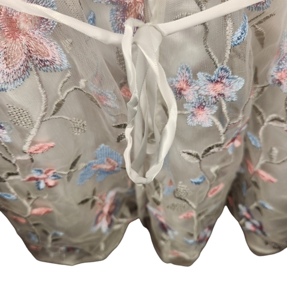 Rare Editions White Floral Dress Rhinestone Size 5 - Picture 3 of 5